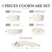 CAROTE 5-Piece Nonstick Cookware Set, detachable handle, Nonstick cookware set