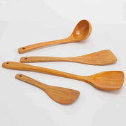 4-Piece Gold Wood Kitchen Utensil Set