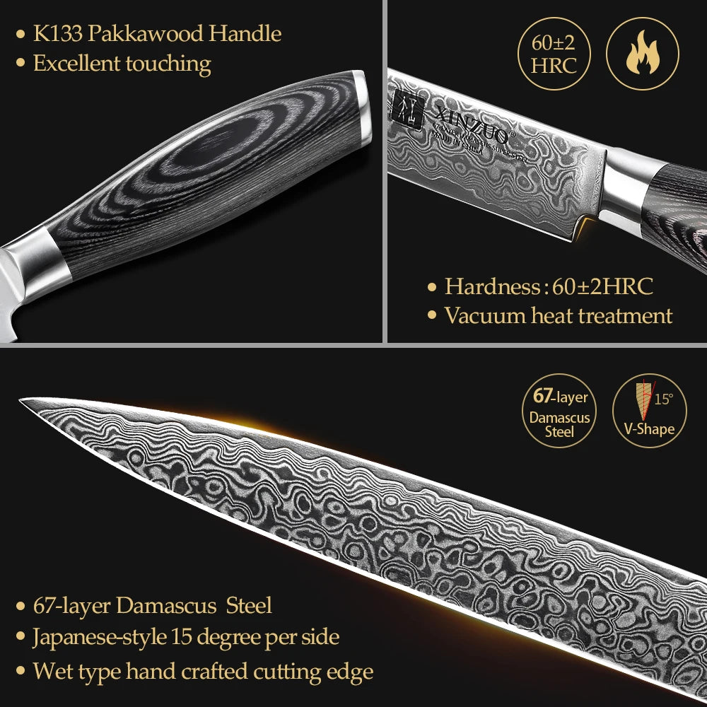 XINZUO 67-Layer Damascus Knife Set