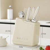 Multi-Functional Kitchen Knife Holder & Utensil Rack - Cutlery Organizer with Drainage for Spoons, Forks, Knives, and More