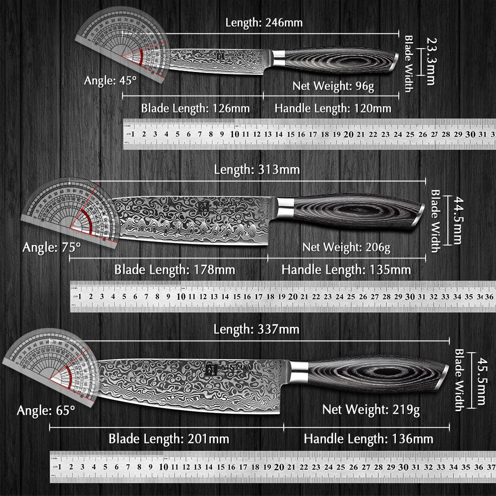 XINZUO 67-Layer Damascus Knife Set