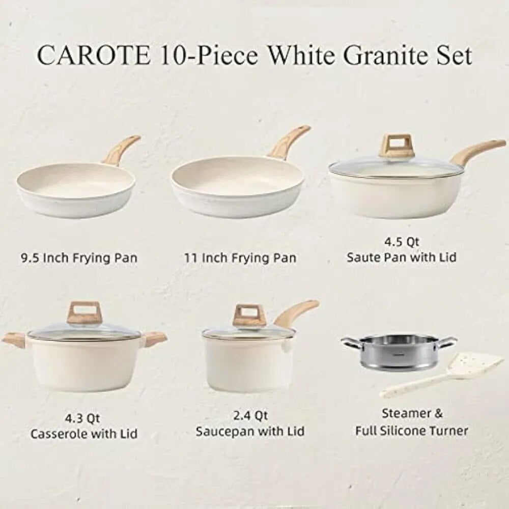 CAROTE pots and pans set, Nonstick 12 Pcs Ceramic Cookware Set