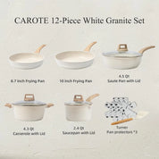 CAROTE pots and pans set, Nonstick 12 Pcs Ceramic Cookware Set